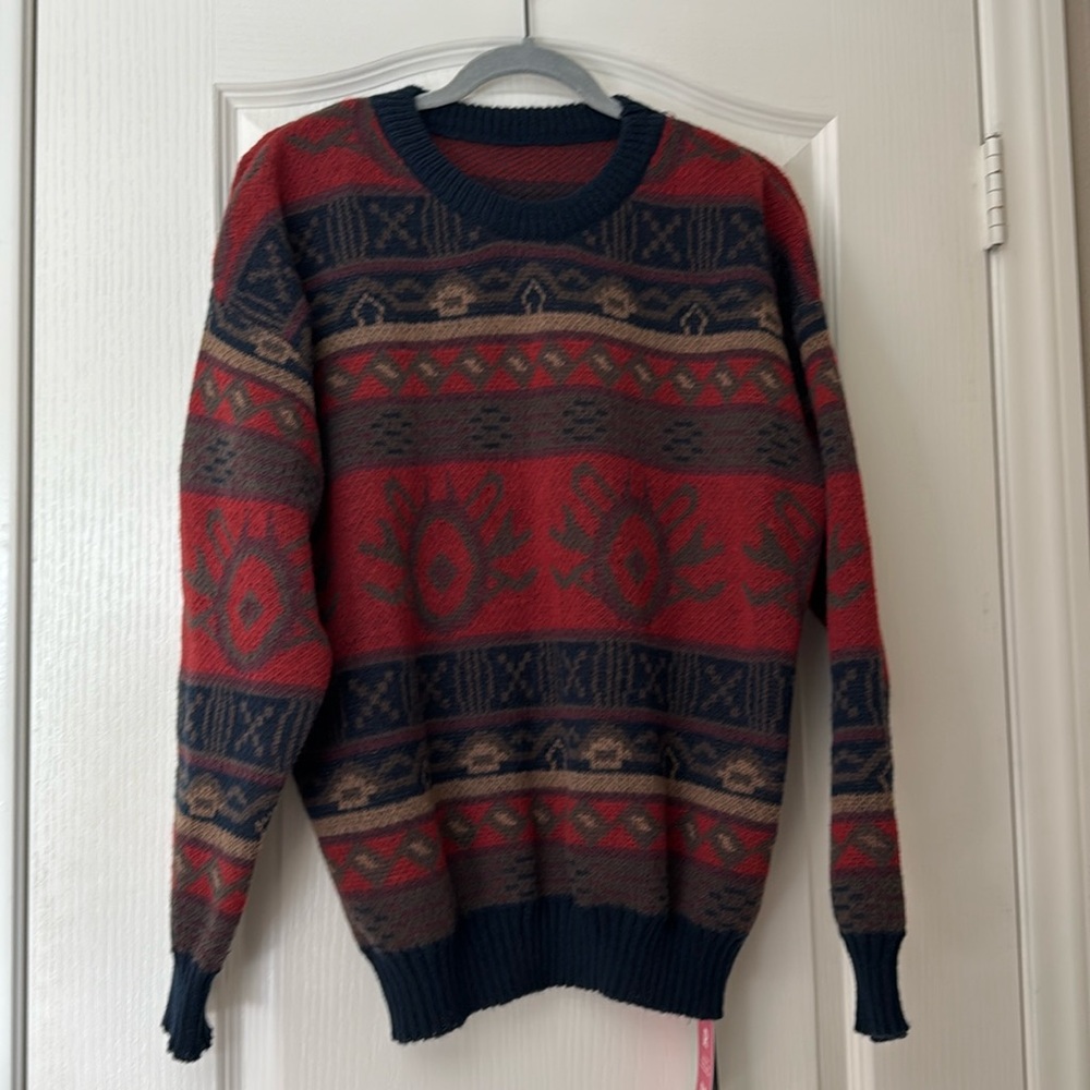 ROMWE SHEIN Oversized Knit Sweater Size Small Tribal Pattern New